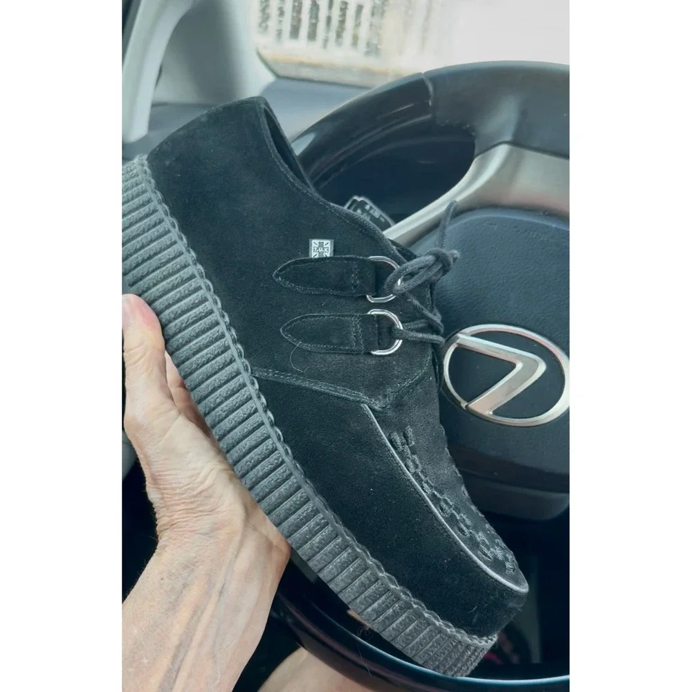 TUK Viva Mondo Black Suede Platform Creepers Emo Grunge Lace Up Shoes M11 W13